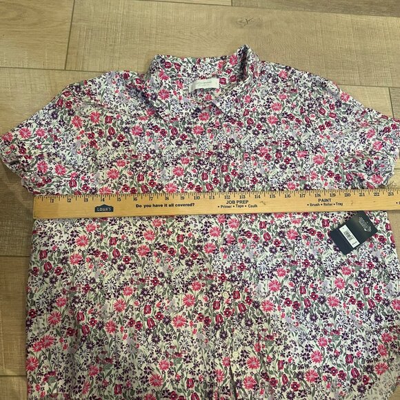 LUCKY BRAND Womens Floral Print Button-Down Shirt Short Sleeve Breathable LINEN - Picture 6 of 9
